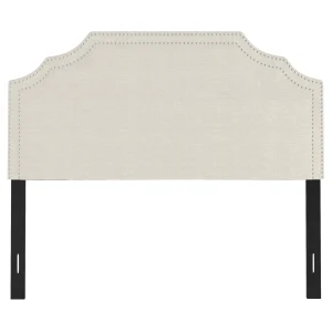Belize Cream Nail Head Trim Queen Headboard Premium