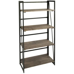Dakota 4-Tier Black & Brown Industrial Modern Bookshelf, 49 Low Price