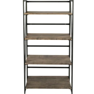 Dakota 4-Tier Black & Brown Industrial Modern Bookshelf, 49 Low Price