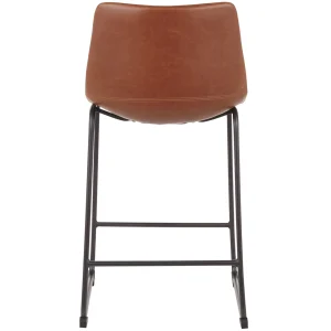 Drake Cognac Modern Industrial Faux Leather Barstool, 30 Less Expensive