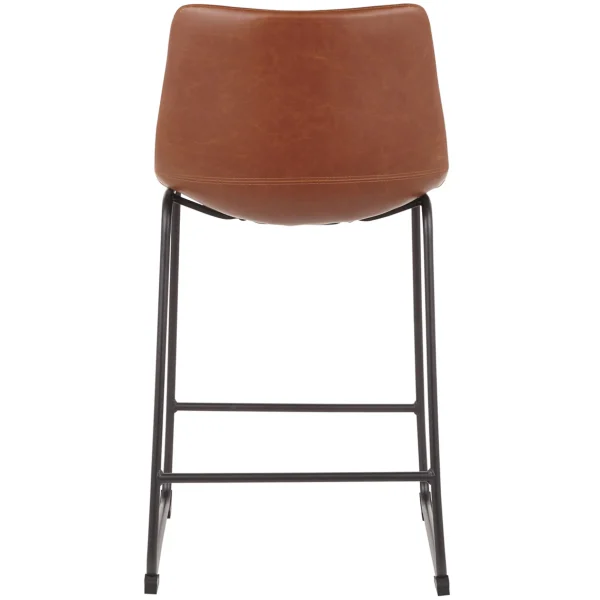 Drake Cognac Modern Industrial Faux Leather Barstool, 30 Less Expensive