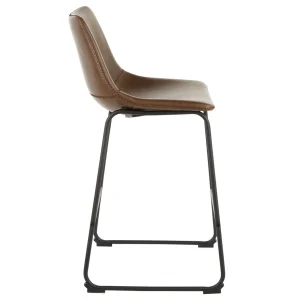 Drake Espresso Faux Leather Modern Industrial Barstool, 30 Flash Sale