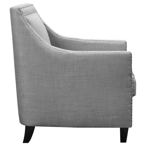 Erica Grey Accent Chair With Nailhead Trim Flash Sale
