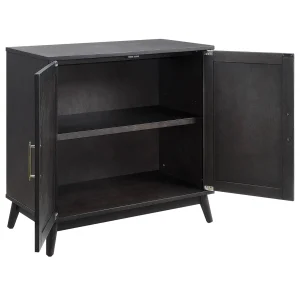Ezra 2-Door Dark Brown Cabinet With Gold Handle Opening Sales