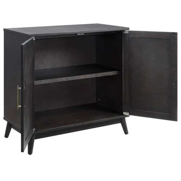 Ezra 2-Door Dark Brown Cabinet With Gold Handle Opening Sales