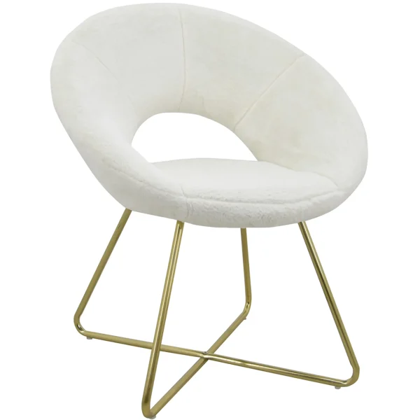 Felicity Faux Fur Accent Chair Cream Gift Selection