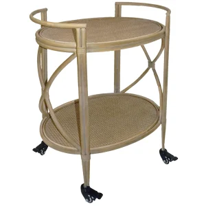 Grace Mitchell 2-Tier Rattan Shelf Bar Cart With Metal Frame Outlet