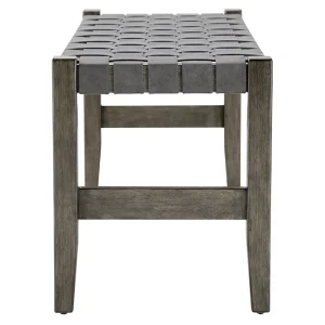 Honeybloom Faux Leather Dark Grey Strap Bench Clearance