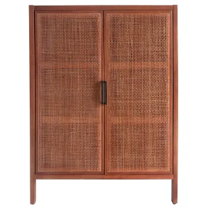Honeybloom Wood Rattan Door Cabinet Premium