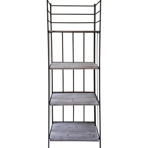 63In. Metal Baker Rack With Folding Wood Top Shelves Featured