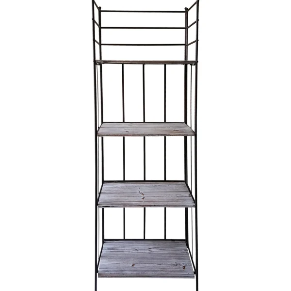 63In. Metal Baker Rack With Folding Wood Top Shelves Featured