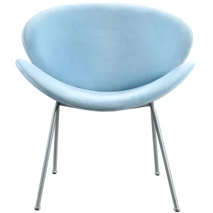 Jagger Accent Chair With Silver Metal Legs, Blue Outlet
