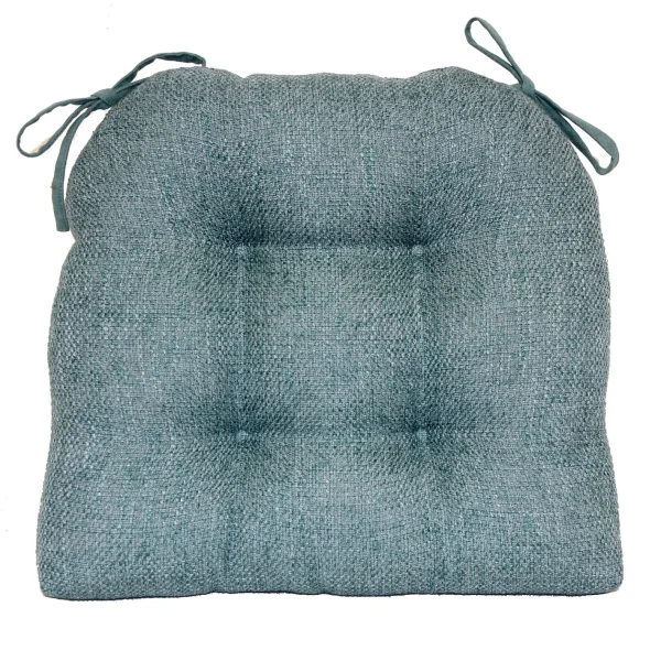 Jasper Textured Chair Pad/4 Tacks/Ties Blue Opening Sales