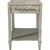 Kate 1 Drawer 1 Shelf Parquet Wood Side Table Discount Online