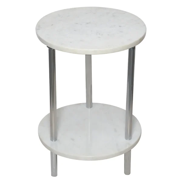 Laila Ali Iris White Marble Accent Table Opening Sales
