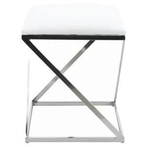 Laila Ali Modern White Velvet Ottoman Promotion