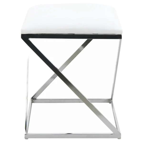 Laila Ali Modern White Velvet Ottoman Promotion