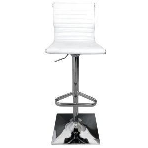 Maxwell Adjustable Faux Leather Barstool, White Discount Online