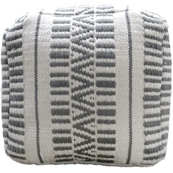 Maya Handwoven Striped Square Pouf Flash Sale