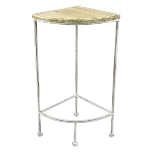 Metal Corner Plant Stand With Wood Top Grey, Small Low Price