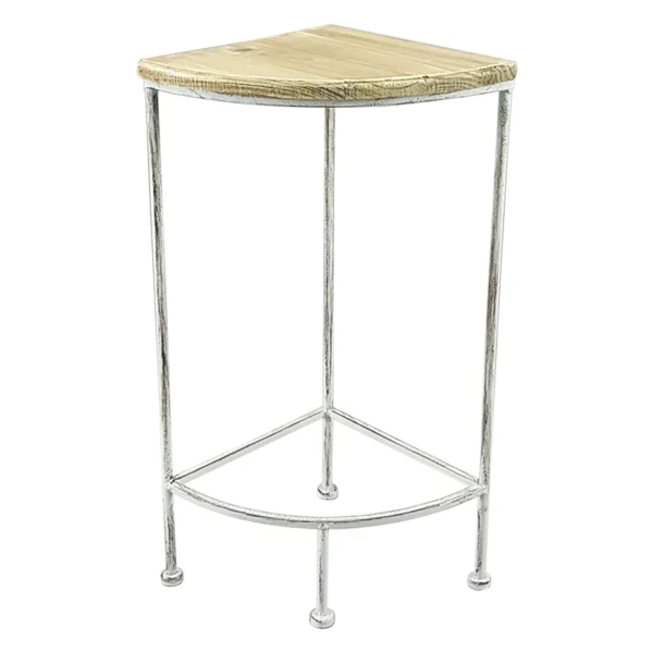 Metal Corner Plant Stand With Wood Top Grey, Small Low Price