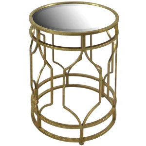 Mirror Top Table With Gold Quatrefoil Base, Small Promotion