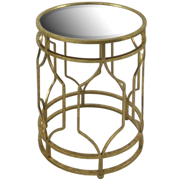 Mirror Top Table With Gold Quatrefoil Base, Small Promotion