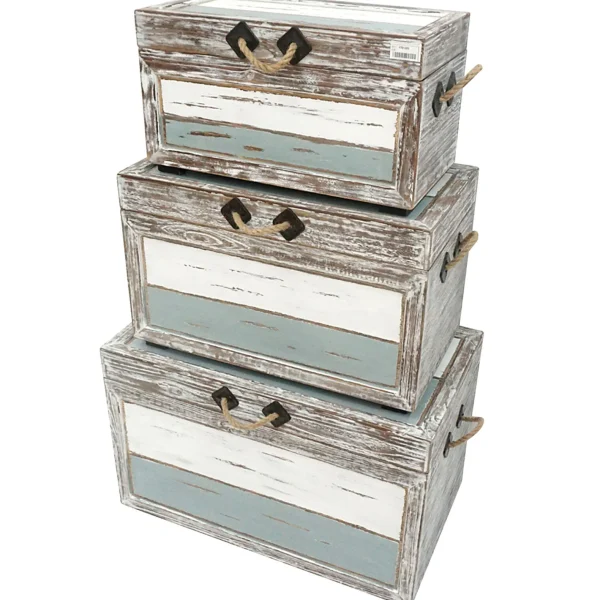 Nantucket Weathered Wood Decorative Storage Trunk, Small Discount Online