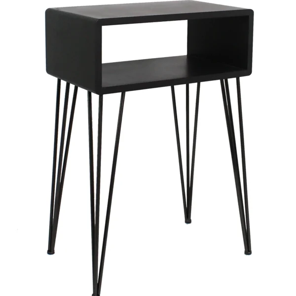 Open-Storage Accent Table With Hairpin Legs, Dark Grey Outlet