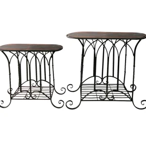 Oval Wood Top Gothic Table With Brown Arch Decorative Metal, Large Exquisite Gifts