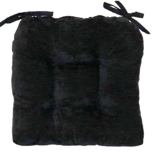 Reese Chenille Black Chair Pad Bargain Sale