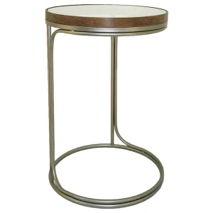 Round Clear-Top Metal C-Table, Small Opening Sales