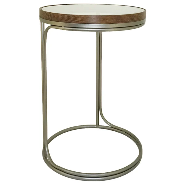 Round Clear-Top Metal C-Table, Small Opening Sales