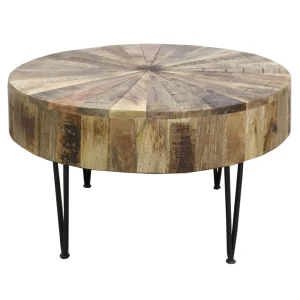 Round Mango Wood Coffee Table With Metal Hairpin Legs Cheaper