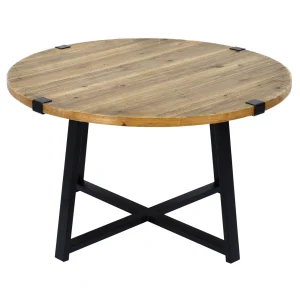 Round Wood Top Coffee Table With Metal X Base Clearance