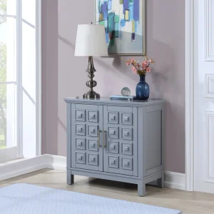 Sadie 2-Drawer Geometric Cabinet, Grey Bargain Sale