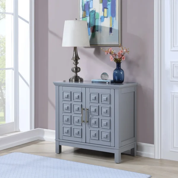 Sadie 2-Drawer Geometric Cabinet, Grey Bargain Sale