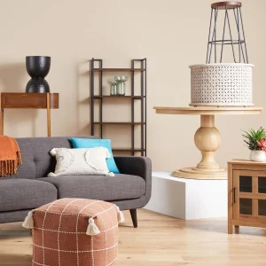 Wood Cutout Drum Coffee Table Online Discount