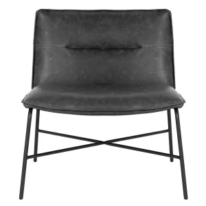 Zoey Black Faux Leather Armless Accent Chair Low Price