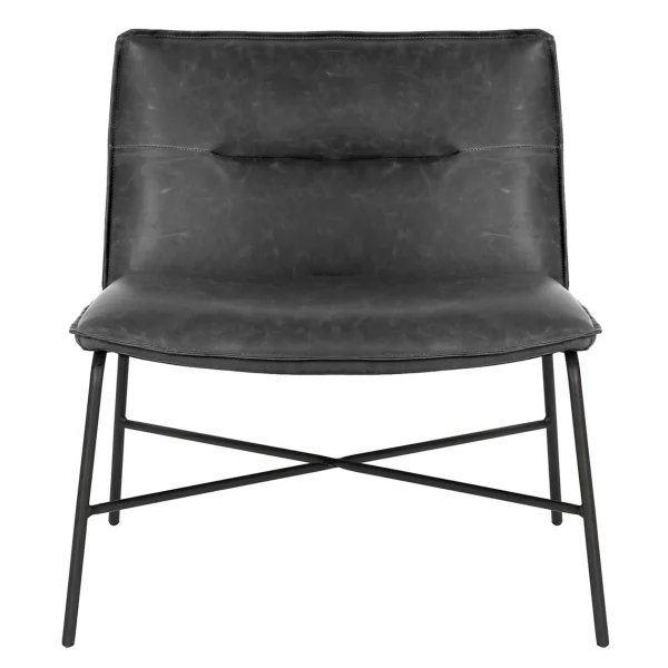 Zoey Black Faux Leather Armless Accent Chair Low Price